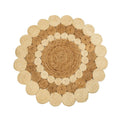 Natural & Ivory Jute Rosette Rug – Artisan-Braided Round Floral Carpet