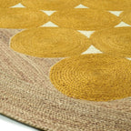Golden Sunflower Jute Circle Rug – Artisan-Braided Medallion Center Carpet