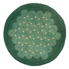 Emerald Green Jute Bubble Rug – Artisan-Braided Round Geometric Carpet