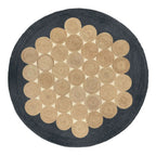 Charcoal Black Jute Halo Rug – Artisan-Braided Natural Medallion Carpet