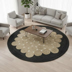 Charcoal Black Jute Halo Rug – Artisan-Braided Natural Medallion Carpet