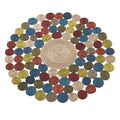 Rainbow Pebble Jute Rug – Artisan-Braided Natural Round Statement Carpet