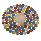 Rainbow Pebble Jute Rug – Artisan-Braided Natural Round Statement Carpet