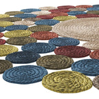Rainbow Pebble Jute Rug – Artisan-Braided Natural Round Statement Carpet