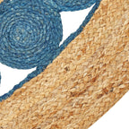 Indigo & Olive Jute Mandala Rug – Artisan-Braided Natural Circle Carpet