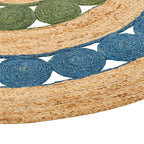 Indigo & Olive Jute Mandala Rug – Artisan-Braided Natural Circle Carpet