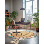 Handmade Braided Round Jute Rug – Natural Boho Area Rug with Multicolor Circle Border