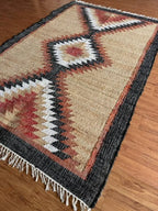 Desert Frame Kilim Dhurrie – Artisan-Woven Wool Jute Rug & Custom Runner