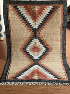 Desert Frame Kilim Dhurrie – Artisan-Woven Wool Jute Rug & Custom Runner
