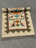 Maroon Volkskuns Kilim Tapytloper – Artisanaal-geweefde Wol Jute Mat, Volgens Maat Gemaak