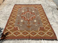 Earth Taupe Rosette-Border Dhurrie – Artisan-Woven Wool Jute Medallion Rug