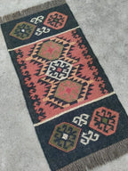 Grafietwol Jute Dhurrie-lopertjie – Handgewewe Geometriese Trap- en Gangmat