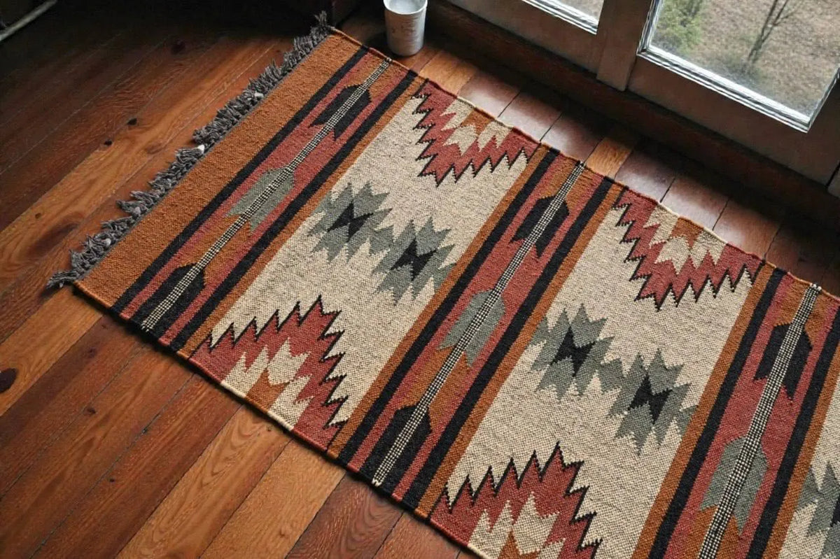 Terracotta Diamond Dhurrie Runner – Custom Wool Jute Hall & Kitchen Rug