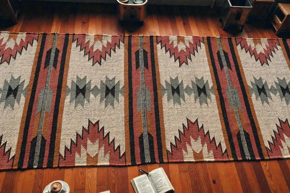 Terracotta Diamond Dhurrie Runner – Custom Wool Jute Hall & Kitchen Rug