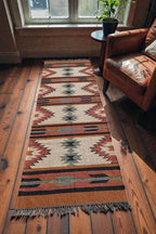 Maroon Volkskuns Kilim Tapytloper – Artisanaal-geweefde Wol Jute Mat, Volgens Maat Gemaak