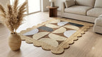 Natural Jute Scallop Rug – Artisan-Braided Abstract Area Carpet