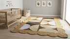 Natural Jute Scallop Rug – Artisan-Braided Abstract Area Carpet