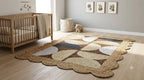Natural Jute Scallop Rug – Artisan-Braided Abstract Area Carpet