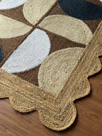 Natural Jute Scallop Rug – Artisan-Braided Abstract Area Carpet
