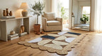 Natural Jute Scallop Rug – Artisan-Braided Abstract Area Carpet