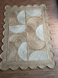 Ivory Scallop-Border Jute Carpet – Artisan-Braided Abstract Rug