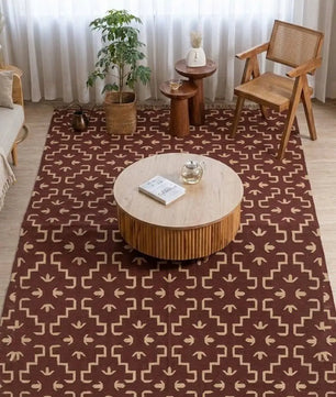Handmade Burgundy Tribal Wool Jute Kilim Area Rug with Tassels | Geometric Flatweave Rug for Living Room & Bedroom