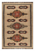 Handwoven Southwestern Kilim Rug | Handmade Wool Jute Tribal Area Rug, Rustic Flatweave Geometric Dhurrie for Living Room Bedroom