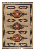 Handwoven Southwestern Kilim Rug | Handmade Wool Jute Tribal Area Rug, Rustic Flatweave Geometric Dhurrie for Living Room Bedroom