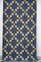 Handmade Geometric Kilim Runner Rug – Charcoal & Cream