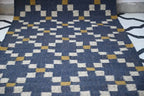 Handmade Geometric Kilim Runner Rug – Charcoal & Cream
