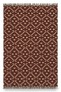 Handmade Burgundy Tribal Wool Jute Kilim Area Rug with Tassels | Geometric Flatweave Rug for Living Room & Bedroom