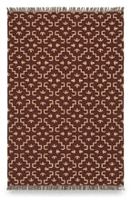Handmade Burgundy Tribal Wool Jute Kilim Area Rug with Tassels | Geometric Flatweave Rug for Living Room & Bedroom