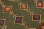 Handgeweefde Groen Wol Jute Kilim Matte – Tradisionele Stam Diamant Geometriese Platweef Dhurrie, Omkeerbare Boho Suidwestelike Mat vir Sitkamer & Slaapkamer