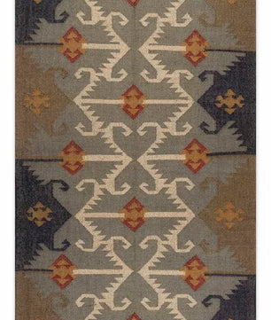 Handmade Wool Jute Southwestern Kilim Area Rug with Neutral Tribal Geometric Pattern | Flatweave Boho Farmhouse Living Room Rug