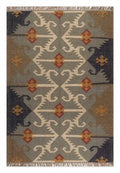 Handmade Wool Jute Southwestern Kilim Area Rug with Neutral Tribal Geometric Pattern | Flatweave Boho Farmhouse Living Room Rug