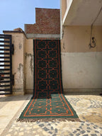 Maroon Volkskuns Kilim Tapytloper – Artisanaal-geweefde Wol Jute Mat, Volgens Maat Gemaak