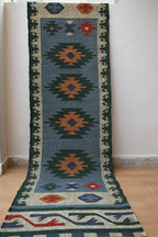 Maroon Volkskuns Kilim Tapytloper – Artisanaal-geweefde Wol Jute Mat, Volgens Maat Gemaak