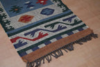 Maroon Volkskuns Kilim Tapytloper – Artisanaal-geweefde Wol Jute Mat, Volgens Maat Gemaak