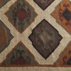 Handwoven Wool Jute Kilim Area Rug – Cream Geometric Southwestern Tribal Flatweave Rug with Fringe