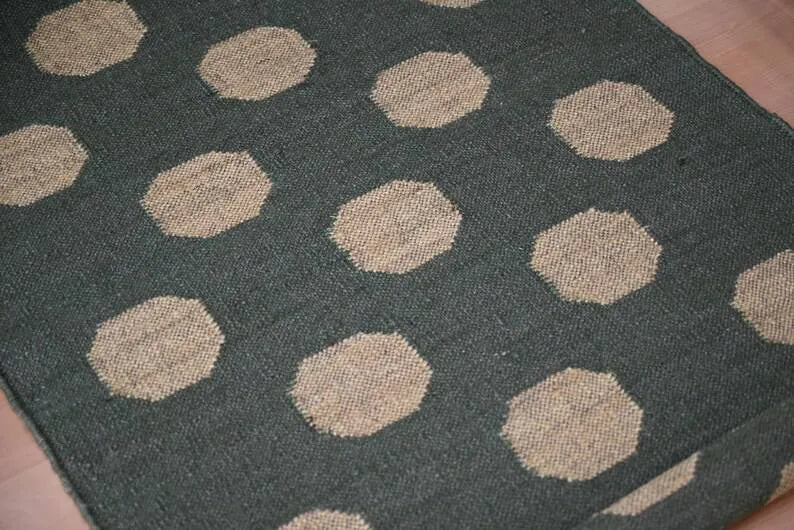 Maroon Volkskuns Kilim Tapytloper – Artisanaal-geweefde Wol Jute Mat, Volgens Maat Gemaak