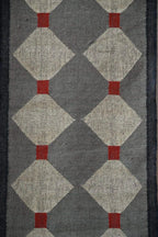 Handmade Grey Kilim Runner – Beige Diamonds & Rust Accents