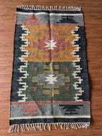 Harvest Panel Kilim Dhurrie – Artisan-Woven Multicolor Wool Jute Runner Rug