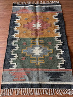 Harvest Panel Kilim Dhurrie – Artisan-Woven Multicolor Wool Jute Runner Rug