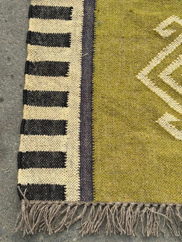 Maroon Volkskuns Kilim Tapytloper – Artisanaal-geweefde Wol Jute Mat, Volgens Maat Gemaak