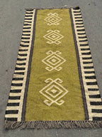 Maroon Volkskuns Kilim Tapytloper – Artisanaal-geweefde Wol Jute Mat, Volgens Maat Gemaak