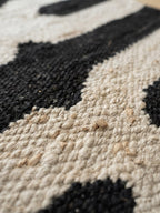Black and Ivory Hemp Runner Rug – Handwoven Geometric Hallway Carpet
