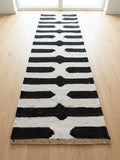 Black and Ivory Hemp Runner Rug – Handwoven Geometric Hallway Carpet