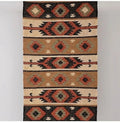 Handwoven Navajo Kilim Rug | Handmade Wool Jute Tribal Flatweave Area Rug in Rust Red, Beige & Charcoal for Living Room
