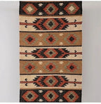 Handwoven Navajo Kilim Rug | Handmade Wool Jute Tribal Flatweave Area Rug in Rust Red, Beige & Charcoal for Living Room