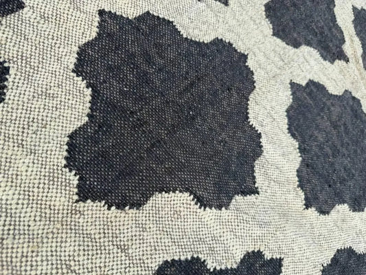 Minimalist Black Ivory Wool Jute Kilim Rug, Handmade Flatweave Area Rug, Scandinavian Farmhouse Carpet, Reversible Natural Fiber Rug